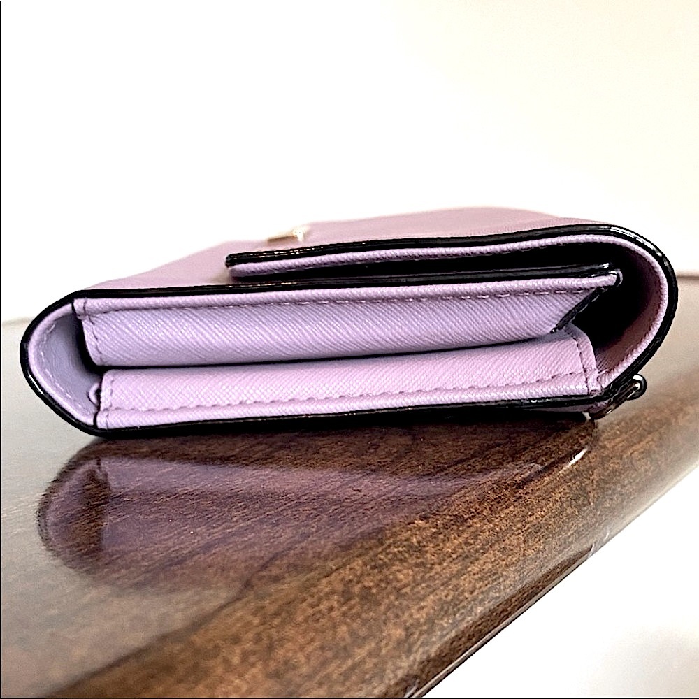 Kate Spade Bright Lavender Leather Mini Crossbody Bag Clutch Wallet 14K Gold - Picture 9 of 12
